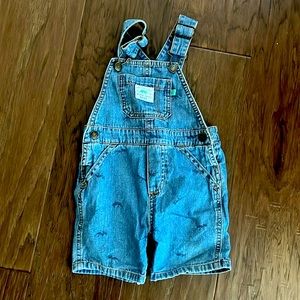 Carters 12m denim short overalls with Dino detail
